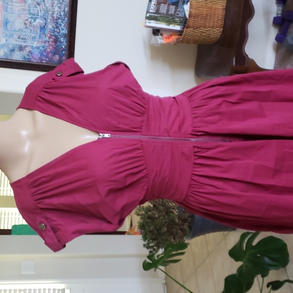 Bar III mvfit & flare midi smocked back & front gathered waist guazy - Picture 2 of 7